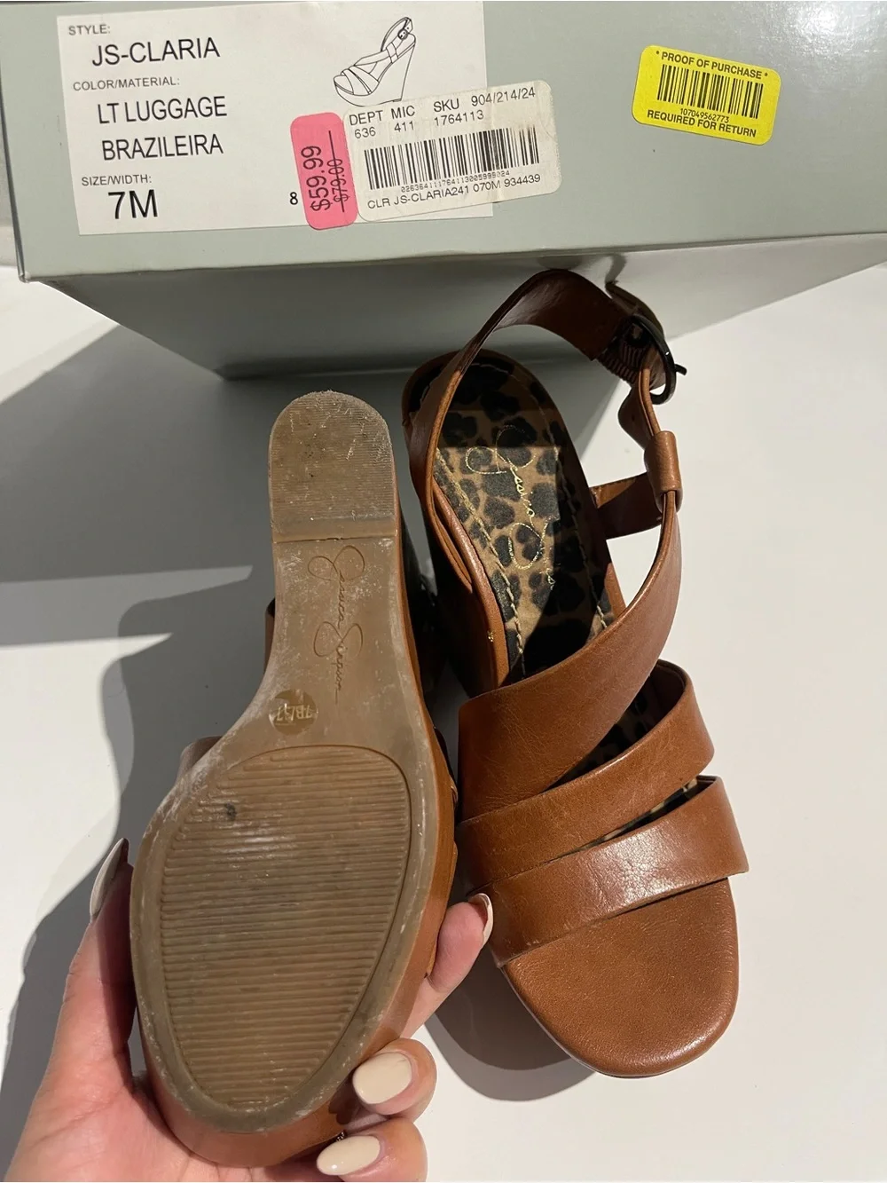 Jessica Simpson Brown Strappy Wedge Sandals